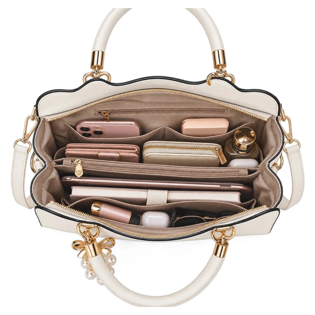 Arelzi Ivory Pearl Accent Women’s Satchel Handbag